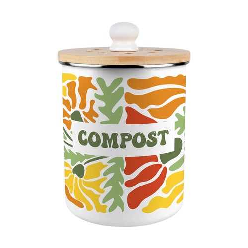 Retro flowers compost caddy - flowers,