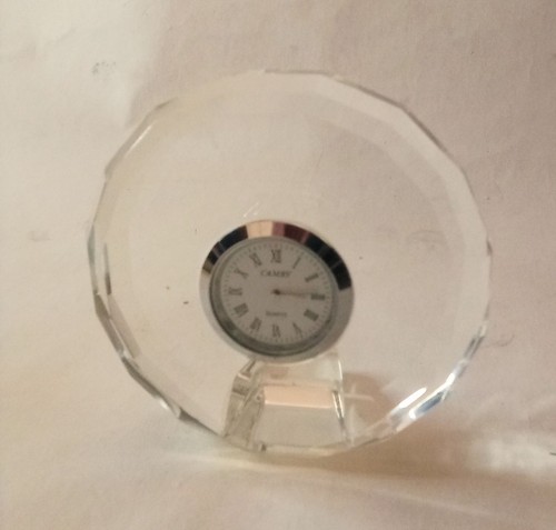 Glass clock paperweight boxed - glass,