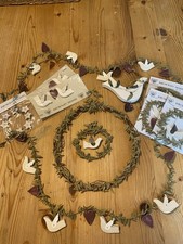 Birchcraft Designs 13 x Scandi Wooden Dove Heart Star Green Leaf Decorations 