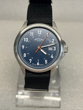 Rotary Blue Dial Canvas Strap Watch. GS03110/05,