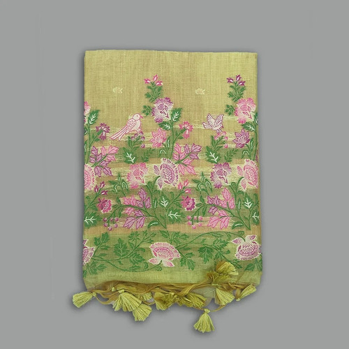 Pista green fancy cotton saree - pista,