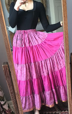 SWISHY FULL CIRCLE pink Boho Indian Gypsy Maxi Skirt Free Size Festival 