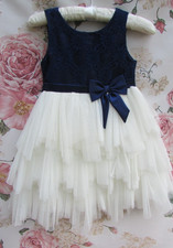 BNWOT Ivory Navy Blue Party Occasion Dress American Cinderella 4-5 Years $95