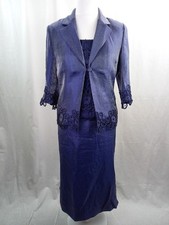 Gina Bacconi Lavender Purple Iridescent Beaded Lace Overlay 3pcs Skirt Suit - 12