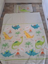 Child's Dinosaur Single Duvet Cover Reversible With Pillowcase