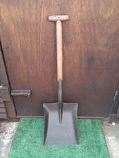 Vintage Lucas Wooden T Handle Garden Shovel Wide Head Hole Digging Tool (#166)