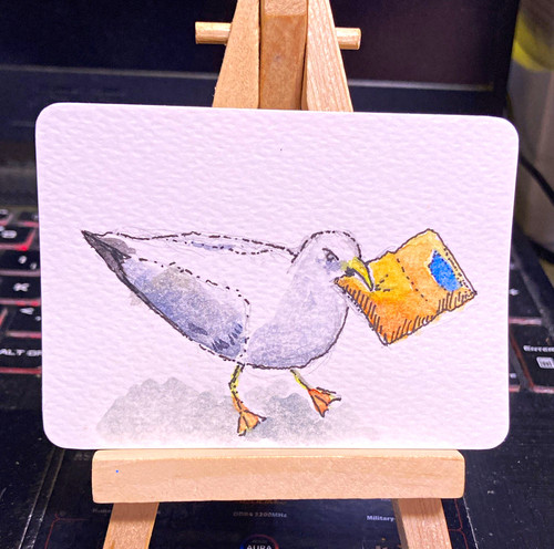 Aceo ooak sassy seagull - ooak,