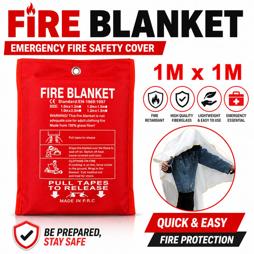 Large fire safety blanket 1x1m - large,