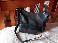 Genuine Vintage MULBERRY Black Scotchgrain Bag + matching Purse 20+ years old!!