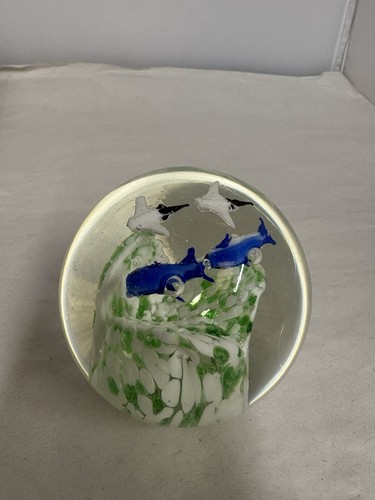 Glass dolphin paperweight - dolphin, –