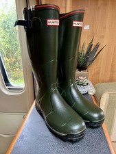 Hunter Balmoral Side Adjustable Size 9 Wellington Boots Olive Worn Once