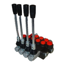 4 BANK HYDRAULIC MONOBLOCK DIRECTIONAL SPOOL LEVER VALVE 3/8" BSP - 40 L/M