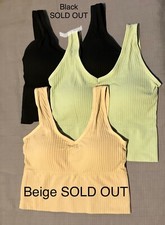 Cropped Tank Top Ribbed Knit With Built In Padded Bra Size M Pastel Green