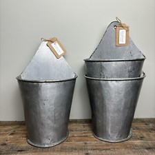 Rustic Metal Half Bucket Planter - Wall Hanging Planter - Vintage Style Bucket