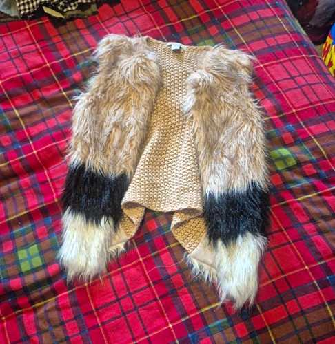 Kids sleeveless faux fur knit - fur,