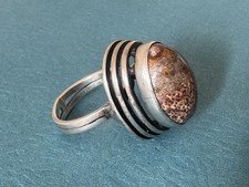 ANTIQUE ART DECO .925 STERLING SILVER CANTERA FIRE OPAL RING SIZE 6.25”