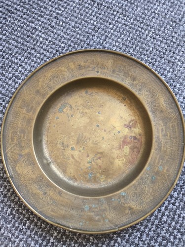 Vintage brass charger tray - brass,