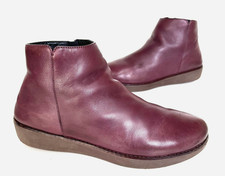 Ladies FITFLOP SUMI Burgundy Leather Ankle Boots UK 7 (eur41) Good Cond