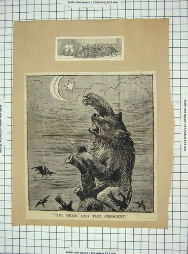 Original old antique print - old,