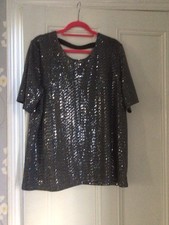 BNWT Ladies Grey/Silver Sequin Detail Party Top Size 22 By Next