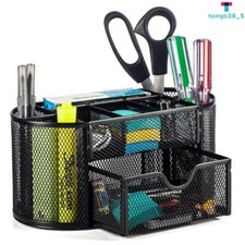 Metal Mesh Desk Organiser Stationery Pen Pencil Holder Tidy Storage For Office