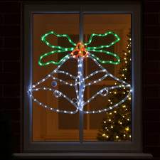Christmas Bells & Holly Rope Light LED Festive Decoration Xmas Outdoor Window