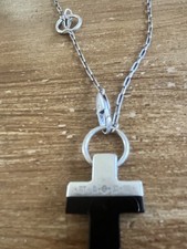 TATEOSSIAN Onyx & Silver cross pendant necklace  