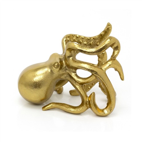 Gold metal octopus wine - metal, bottle