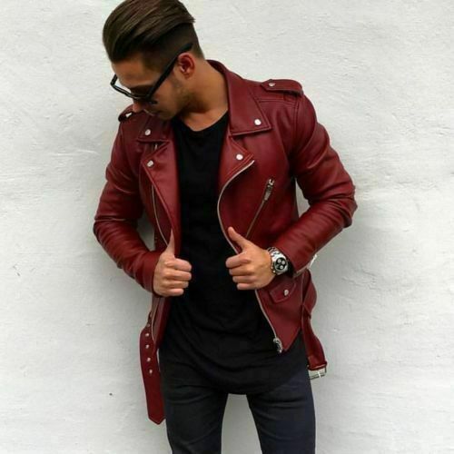 New mens leather jacket - mens, maroon
