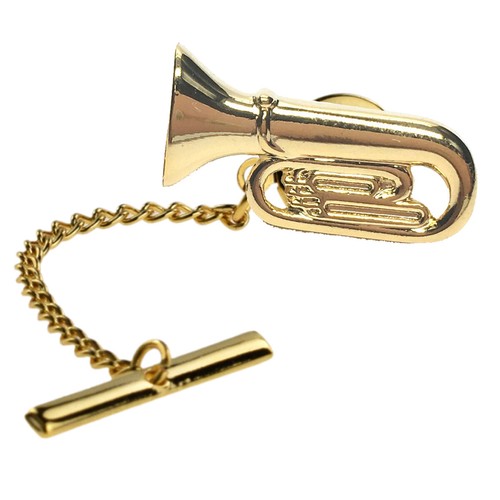 Gold plated tuba lapel - gold,