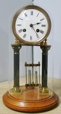 Rare Antique French 8 Day Striking Pillar Skeleton Mantle Clock Under Glass Dome