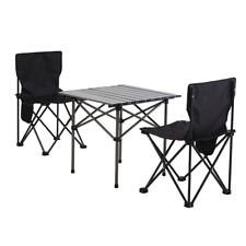 Portable Folding Camping Table and Chair Set Roll Up Tabletop Outdoor Picnic