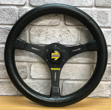 Genuine Momo Black Leather, 350mm Steering Wheel, Dated 1984. Rare   7D