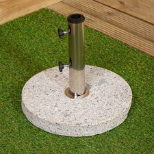 Factory Seconds 15kg Granite Garden Parasol Base Weight Stainless Steel Pole