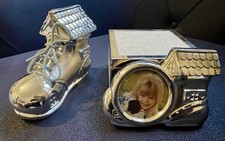 Silver-plated Piggy Bank and Picture Frame Children Set of 2 Money Box Gift Box