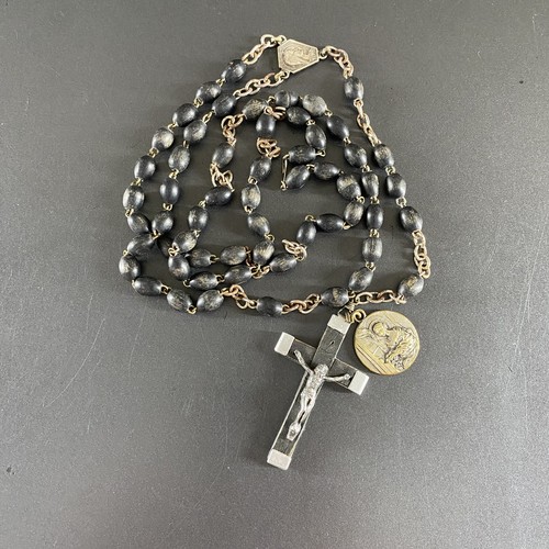 Italian black wooden - black, rosary