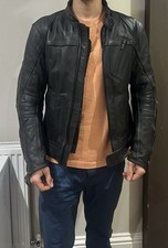 Merlin Cable Leather Jacket- Black - 38 RRP £450