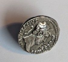 Roman coin pin badge with emperor's head image
