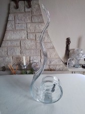 Clear Glass Murano Style Ribbon Swirl Flame Wave Art Glass Sculpture Ornament