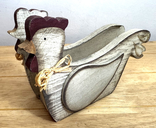 Vintage wooden rooster chicken - vintage,