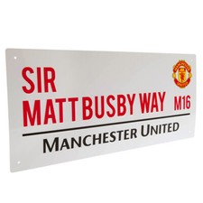 MANCHESTER UNITED FC SIR MATT BUSBY WAY METAL STREET SIGN - FOOTBALL GIFT, MUFC