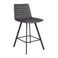 Keaton Velvet Counter Bar Stool - Charcoal | Modern Kitchen Island Chair