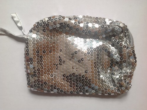 Silver sequin evening clutch - sequin,