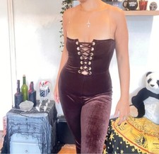Brown velvet corset style catsuit