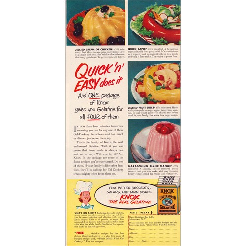 1952 knox gelatine original - gelatine,