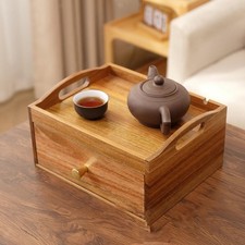 Wooden Tea Bag Organizer Drawer Countertop with Compartments Storage Chest