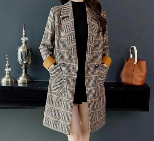 Women checked long coat - women’s,