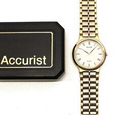 Accurist Gents 1980’s Silver & Gold Numeral Watch: Boxed, Japan, requires repair