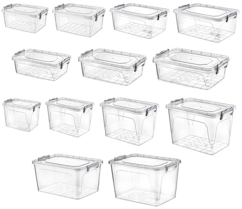Clear plastic storage box with - clear,