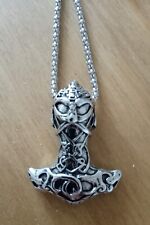 thors hammer on chain  NEW metal collectable larp jewellery pendant re-enactment
